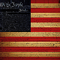 We The People - The US Constitution with Flag - square