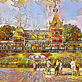 Disneyland Park Anaheim California in Rough Lines and Vibrant Contemporary Golden Colors 20200821